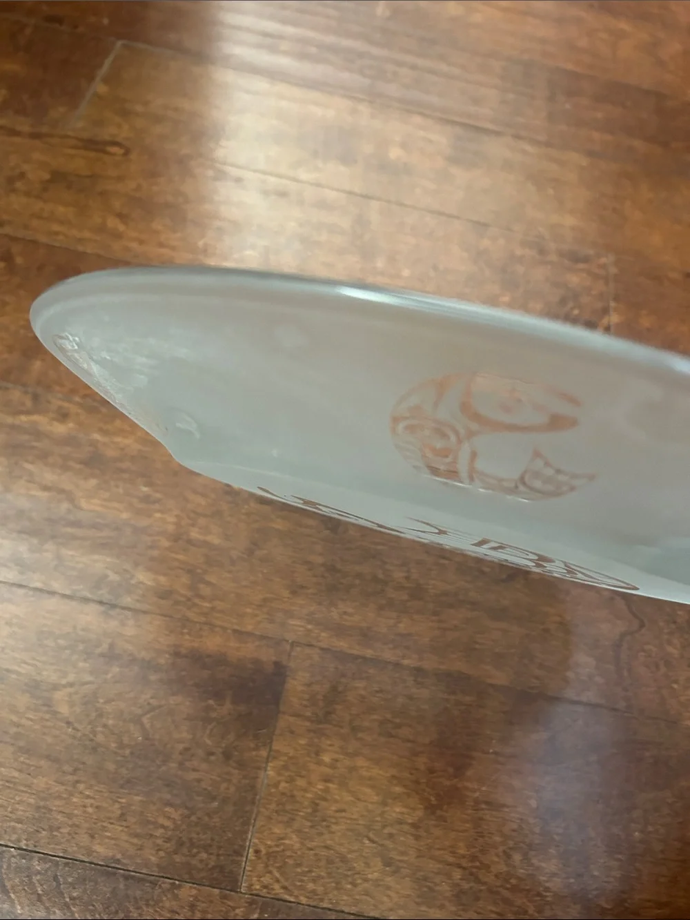Native Canadian Art, Salmon Clear and Frosted Glass Plate with Salmon Fish